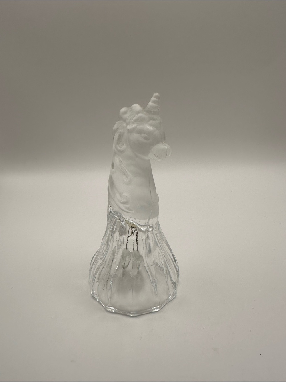 Vintage Frosted Glass Unicorn Head Lead Crystal Bell Nice Detailed Bell - Picture 3 of 8